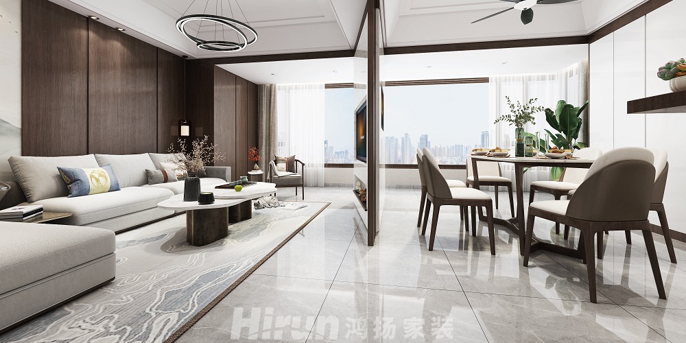 當(dāng)代上品灣320㎡復(fù)合寫意疊墅 裝修案例效果圖-2.客廳2