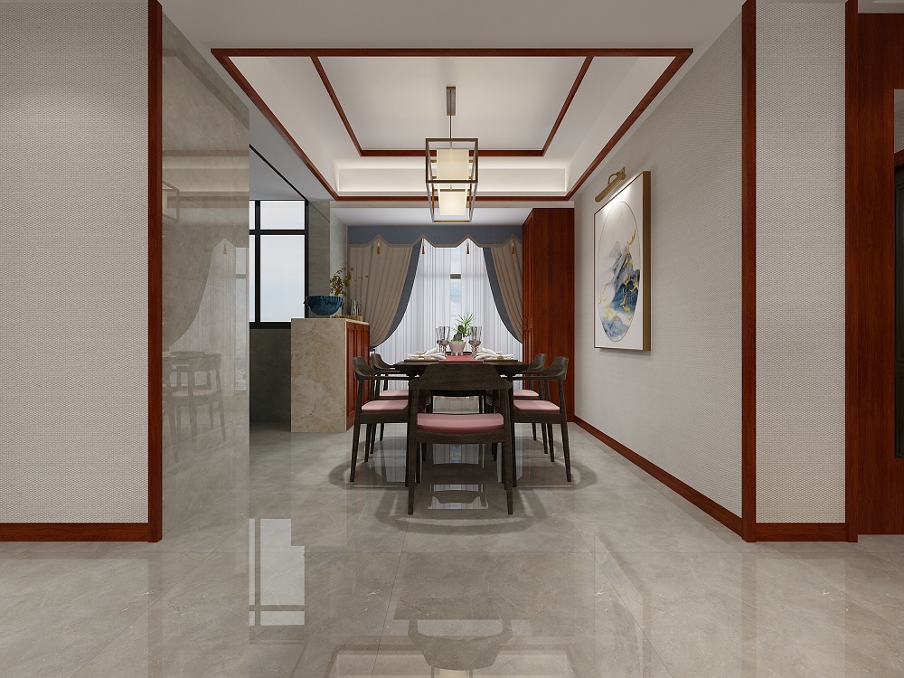 城投-善建人家136㎡復合寫意四居室 裝修案例效果圖-餐廳
