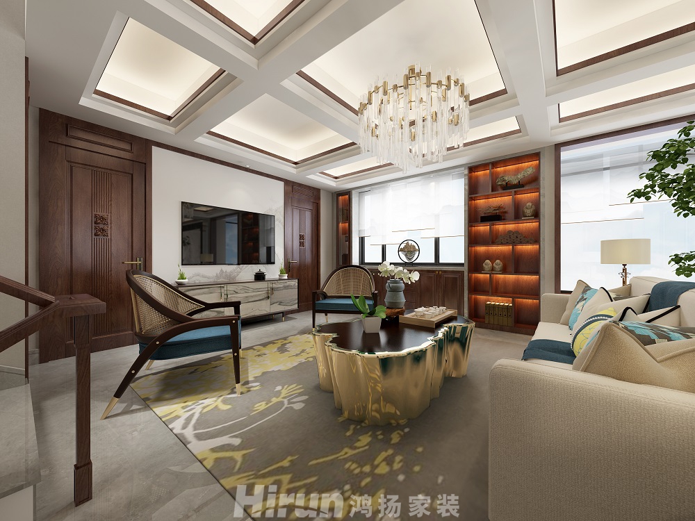 保利中央公園450㎡復合寫意別墅 裝修案例效果圖-7二樓家庭廳-7.29