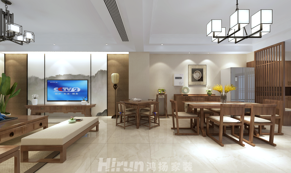 喜盈門范城140㎡寫(xiě)意木構(gòu)四居室 裝修案例效果圖-2  副