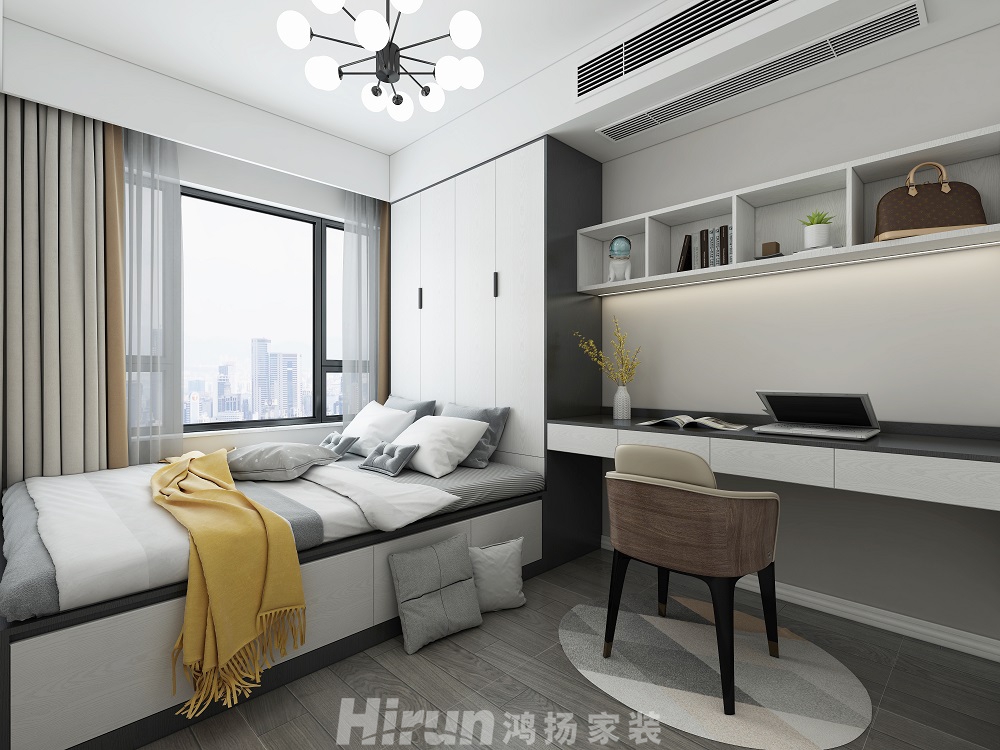 景秀家園145㎡雅致現代四居室 裝修案例效果圖-書1