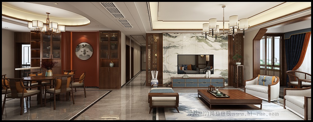 華晨金水灣180㎡復合寫意大平層 裝修案例效果圖-05電視背景墻