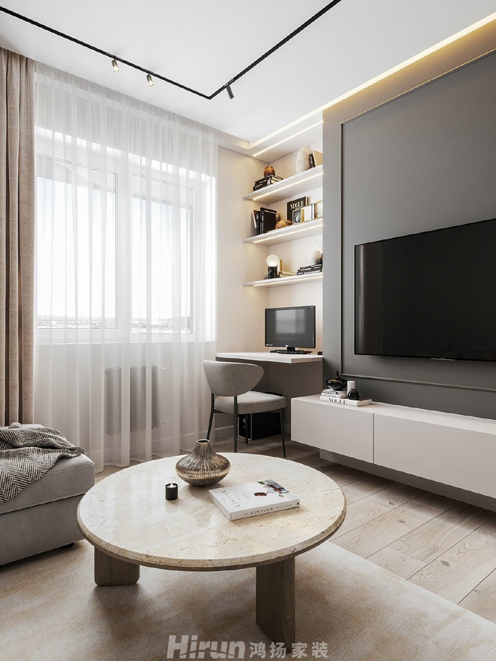 鴻榮源壹城中心88㎡雅致現(xiàn)代二居室 裝修案例效果圖-6