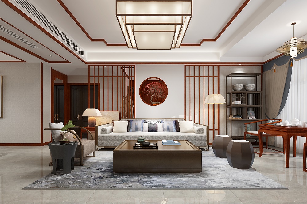 城投-善建人家136㎡復合寫意四居室 裝修案例效果圖-客廳2