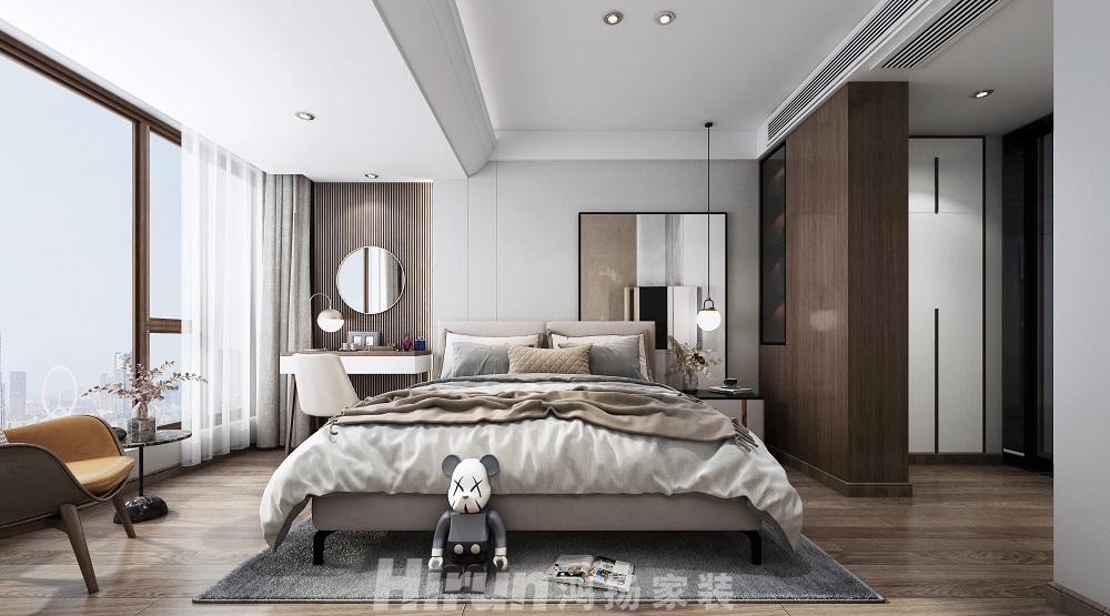 當(dāng)代上品灣320㎡復(fù)合寫意疊墅 裝修案例效果圖-11主臥一