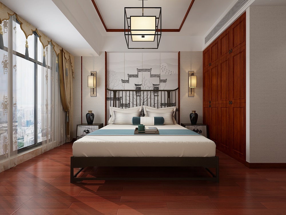 城投-善建人家136㎡復合寫意四居室 裝修案例效果圖-主臥室