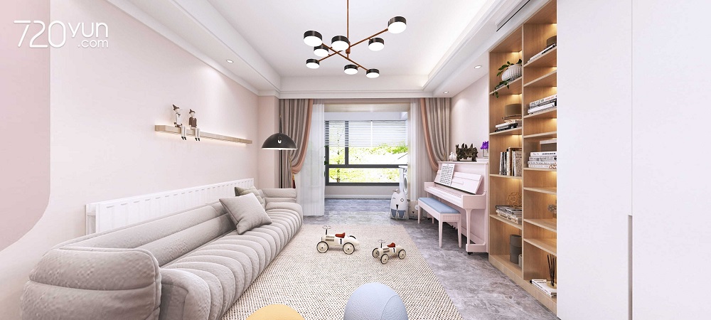 中建大公館115㎡北歐之光三居室 裝修案例效果圖-客廳