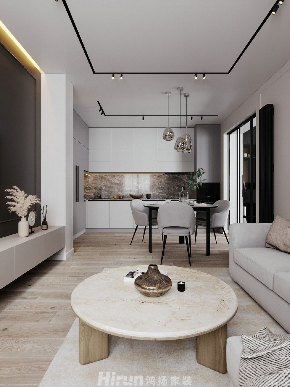 鴻榮源壹城中心88㎡雅致現(xiàn)代二居室 裝修案例效果圖-2