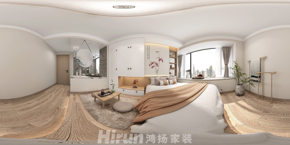 中房天璽灣110㎡意境東方三居室 裝修案例效果圖-3