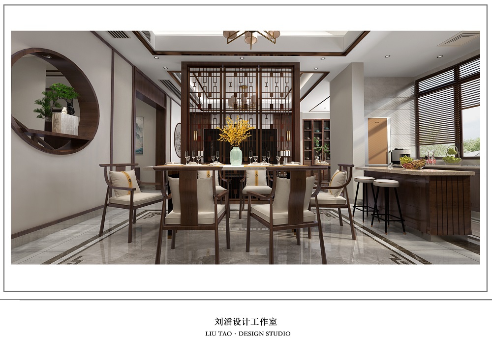 翡翠公園260㎡復合寫意別墅 裝修案例效果圖-4餐廳2