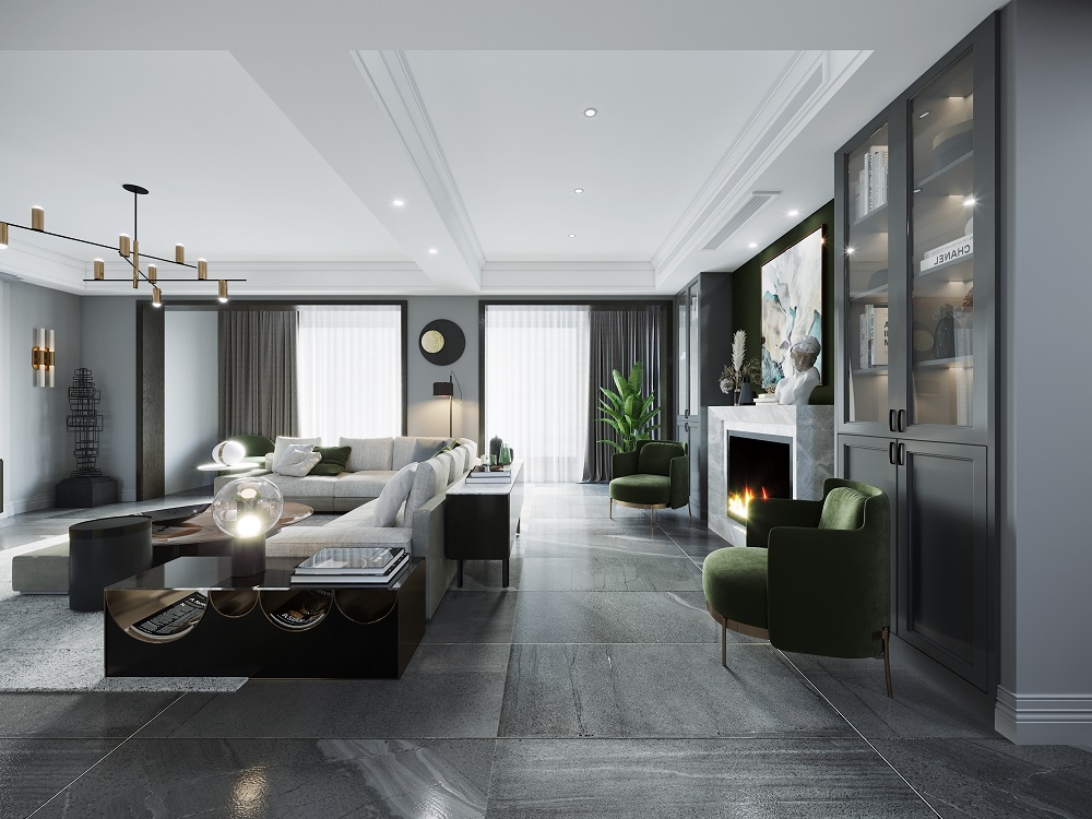 中建湖山240㎡雅致現代復式 裝修案例效果圖-一樓客廳二