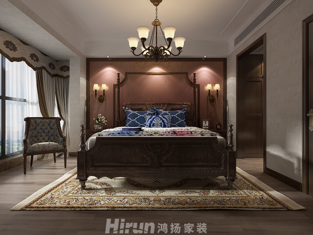 龍湖雙瓏原著142㎡歐美香頌四居室 裝修案例效果圖-主臥室