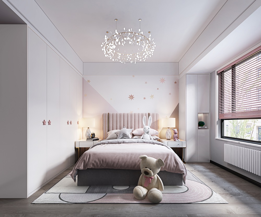 中建大公館130㎡雅致現代三居室 裝修案例效果圖-女兒房