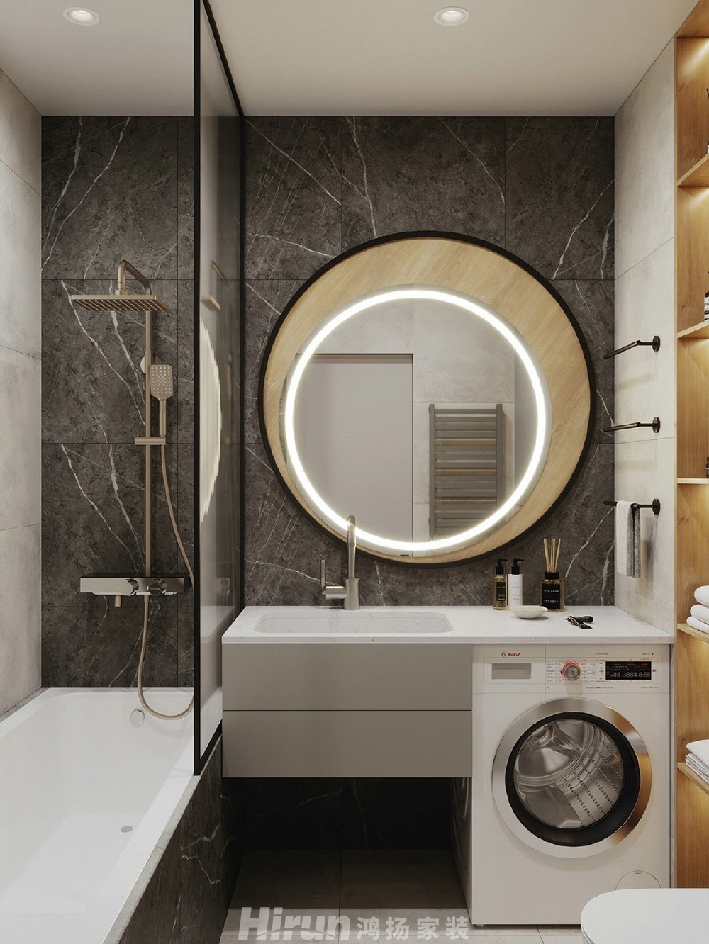 鴻榮源壹城中心88㎡雅致現(xiàn)代二居室 裝修案例效果圖-5