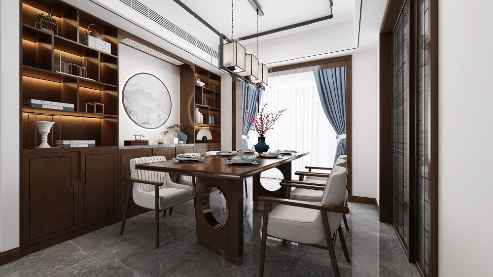 金霞美墅御園136㎡復(fù)合寫意四居室 裝修案例效果圖-餐廳