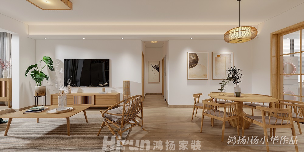 碧桂園135㎡北歐之光四居室 裝修案例效果圖-電視背景