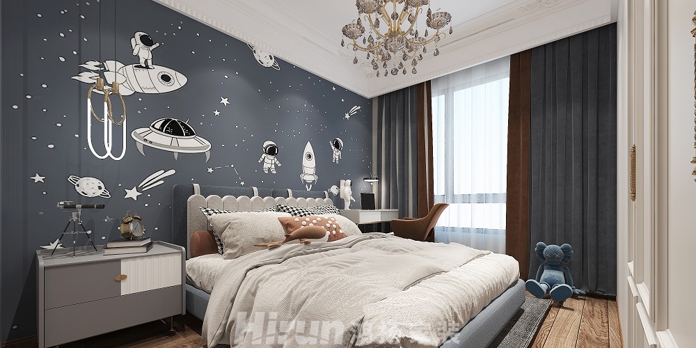 晉合湘水灣180㎡新裝飾主義大平層 裝修案例效果圖-小孩房