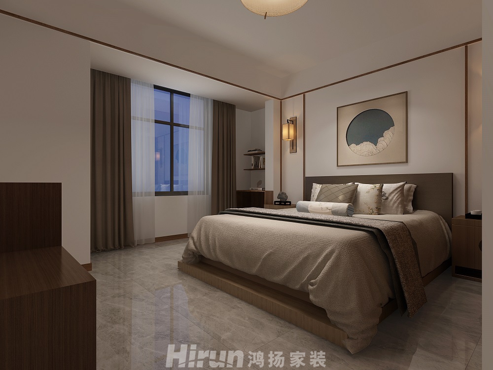 天源-蓉國新賦170㎡復(fù)合寫意四居室 裝修案例效果圖-主臥室