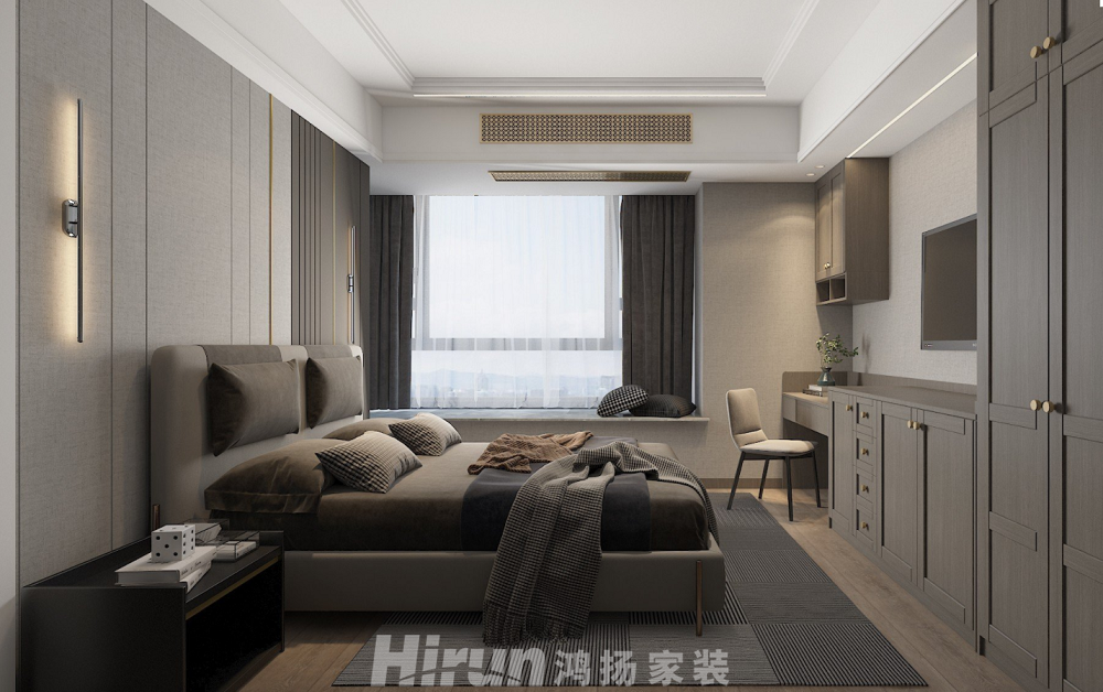 三一 翡翠灣169㎡雅致現代四居室 裝修案例效果圖-主臥室