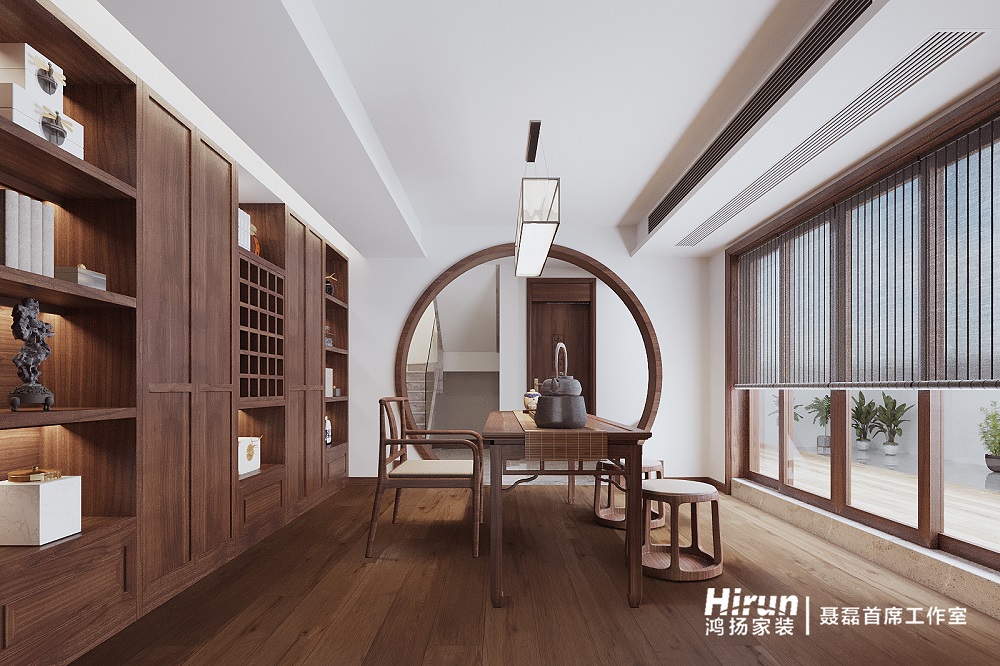 天元美居樂(lè)瓏庭300㎡意境東方復(fù)式 裝修案例效果圖-6