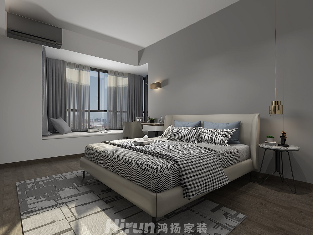 七里橋堡131㎡雅致現代四居室 裝修案例效果圖-主臥室