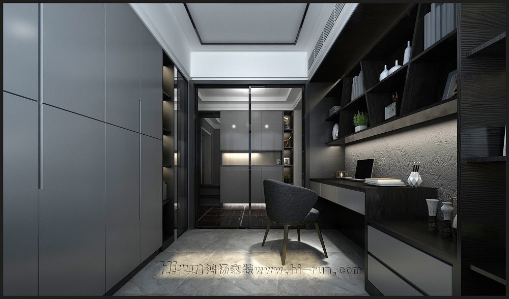 中建江灣壹號(hào)140㎡新裝飾主義四居室 裝修案例效果圖-05書房