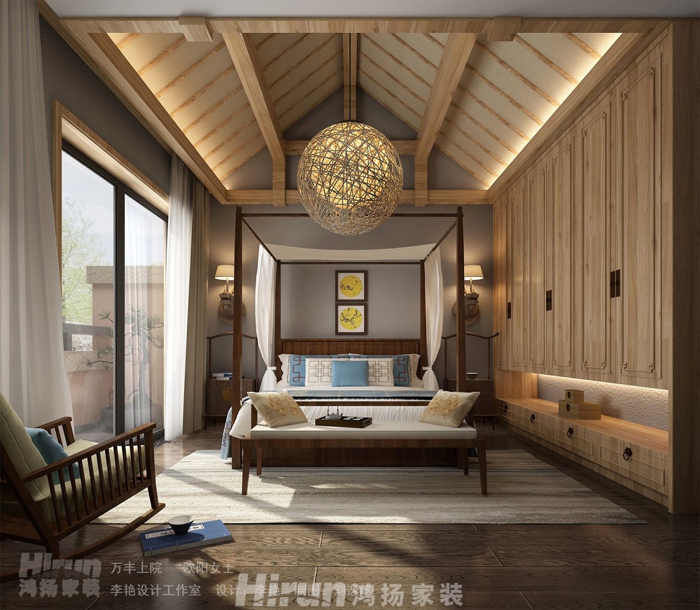 萬豐上院湖韻300㎡江南印象別墅 裝修案例效果圖-9