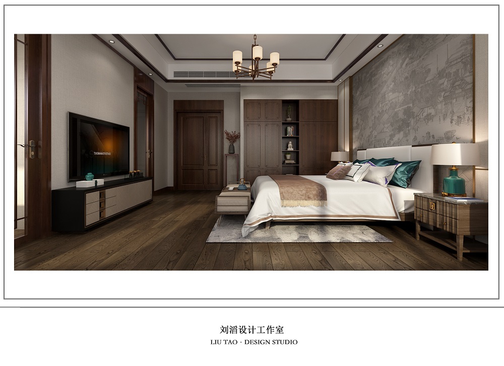 翡翠公園260㎡復合寫意別墅 裝修案例效果圖-8主臥2