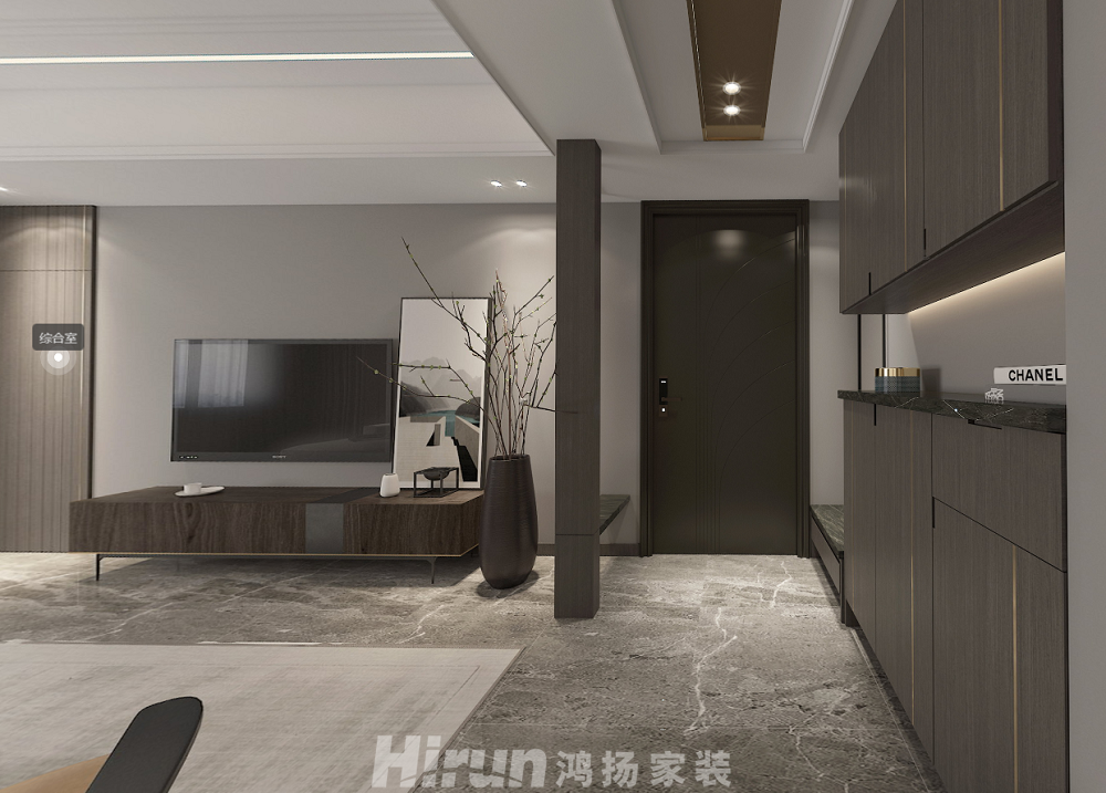 三一 翡翠灣169㎡雅致現代四居室 裝修案例效果圖-門廳