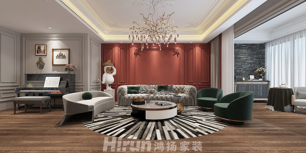 晉合湘水灣180㎡新裝飾主義大平層 裝修案例效果圖-沙發背景