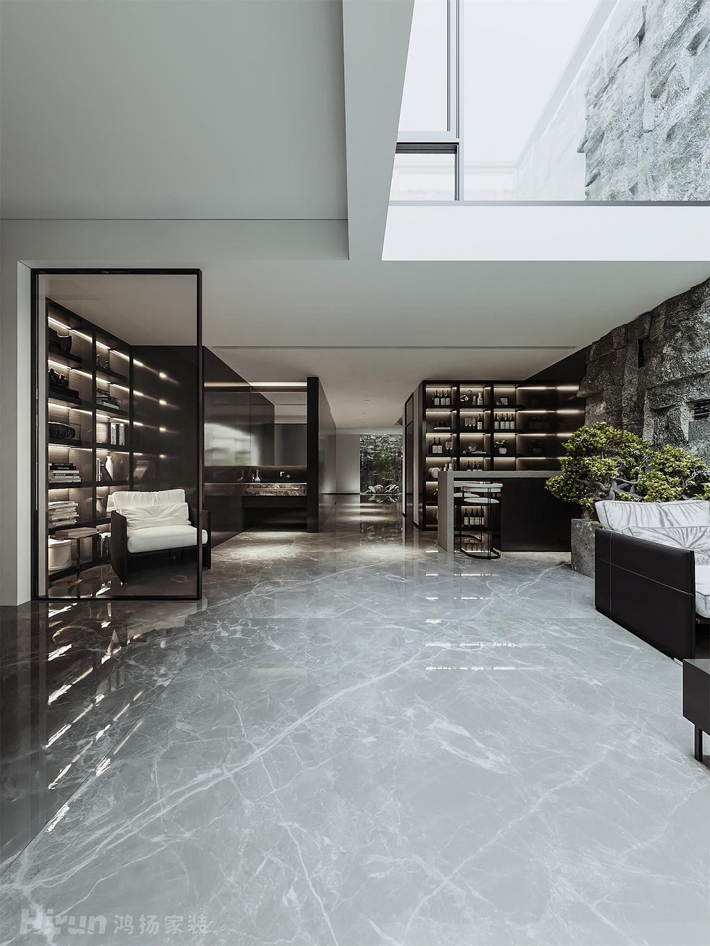 明昇壹城300㎡雅致現(xiàn)代別墅 裝修案例效果圖-7132393394078066