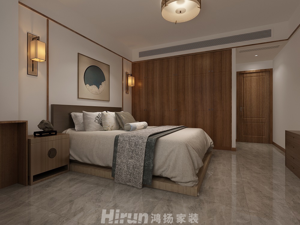 天源-蓉國新賦170㎡復(fù)合寫意四居室 裝修案例效果圖-主臥室2