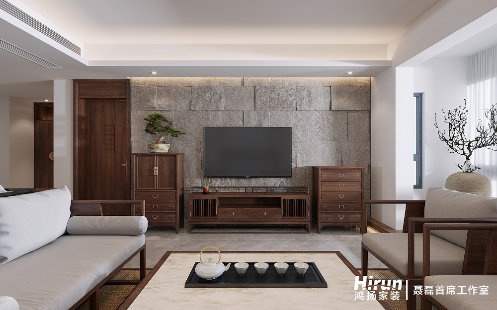 天元美居樂(lè)瓏庭300㎡意境東方復(fù)式 裝修案例效果圖-3