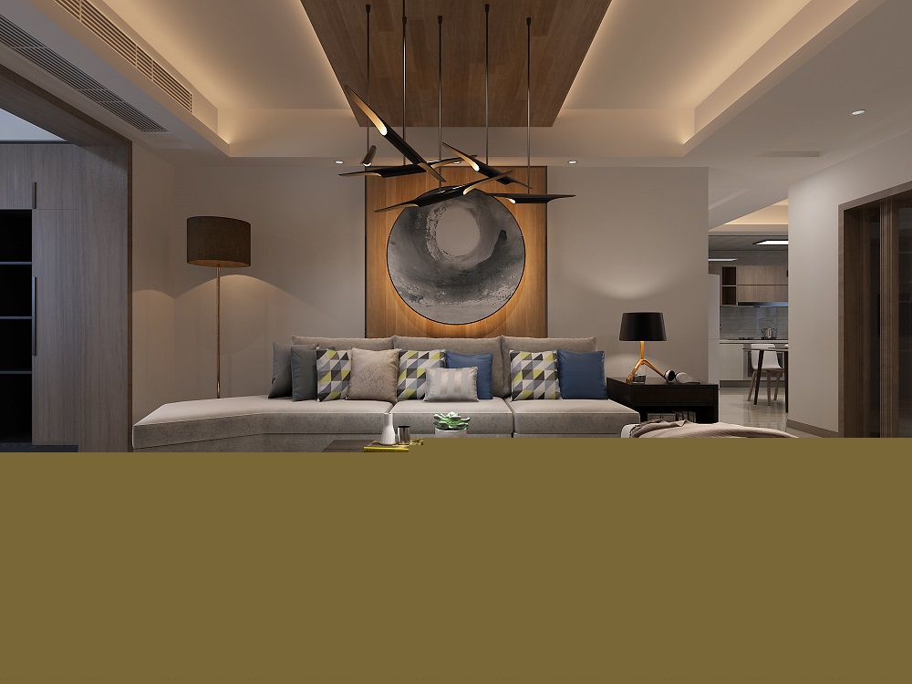 福捷·華中城130㎡雅致現(xiàn)代四居室 裝修案例效果圖-客廳3