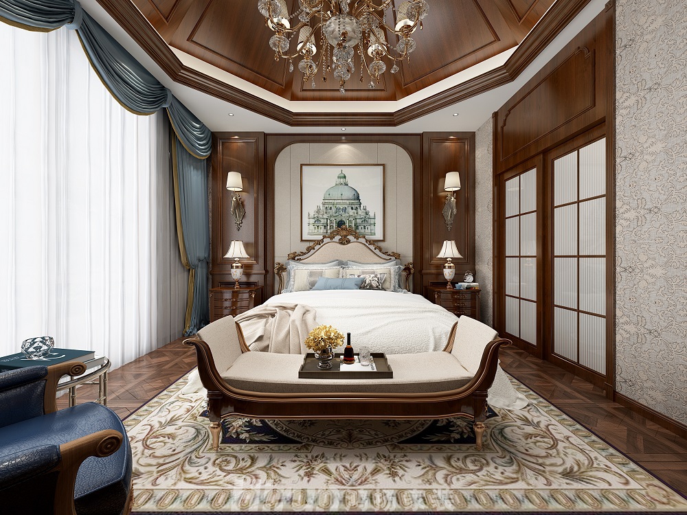 保利中央公園450㎡歐美香頌別墅 裝修案例效果圖-12-3F主臥1