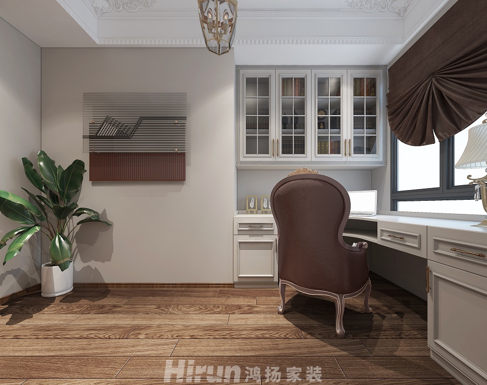 晉合湘水灣180㎡新裝飾主義大平層 裝修案例效果圖-書房