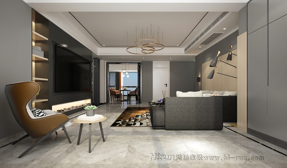 中建江灣壹號(hào)140㎡新裝飾主義四居室 裝修案例效果圖-03沙發(fā)