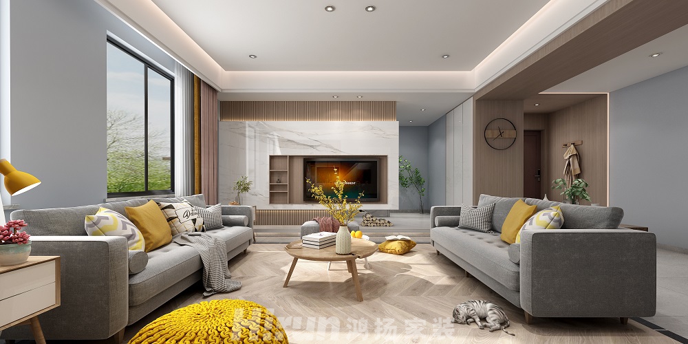 融創(chuàng)提香藍岸200㎡北歐之光復式 裝修案例效果圖-2