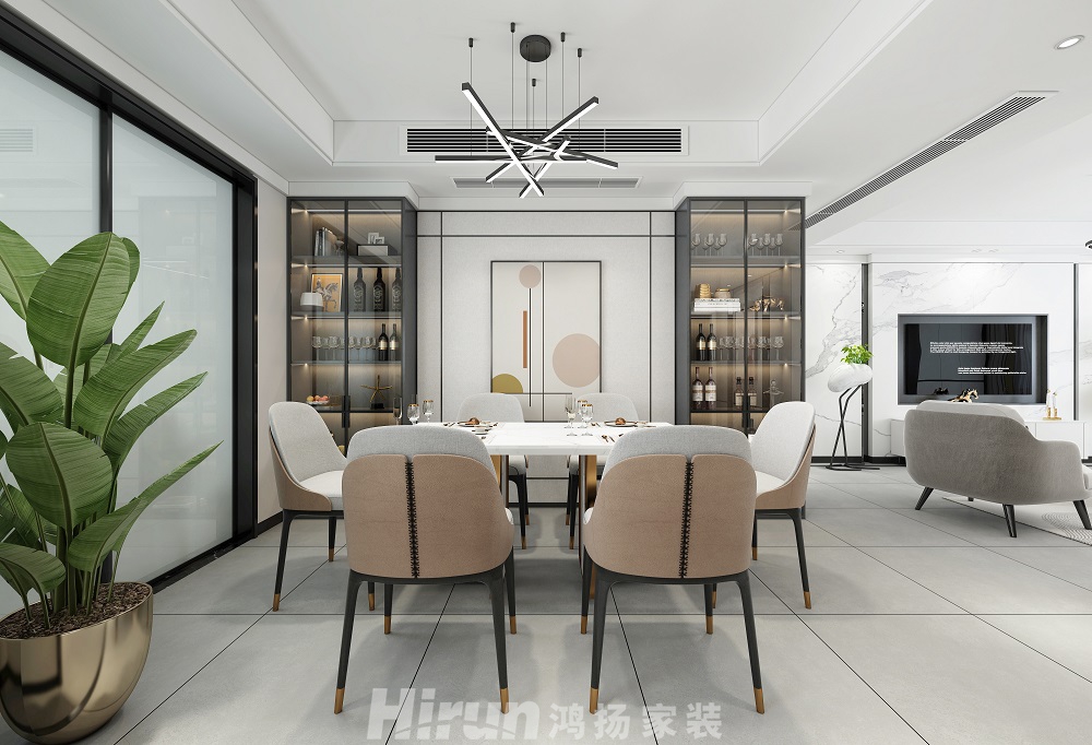 景秀家園145㎡雅致現代四居室 裝修案例效果圖-餐12