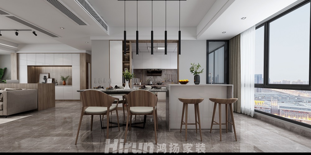 中建江灣壹號(hào)170㎡北歐之光四居室 裝修案例效果圖-3