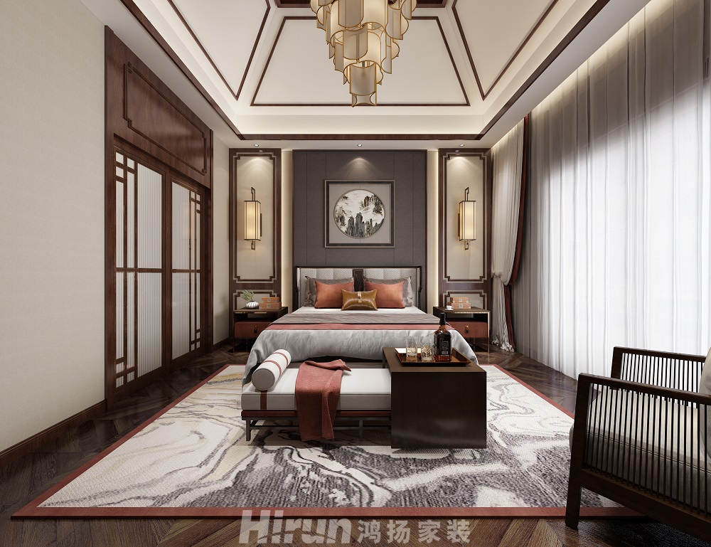 保利中央公園450㎡復合寫意別墅 裝修案例效果圖-11三樓主臥室1-7.29