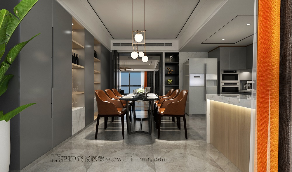 中建江灣壹號(hào)140㎡新裝飾主義四居室 裝修案例效果圖-04餐廳