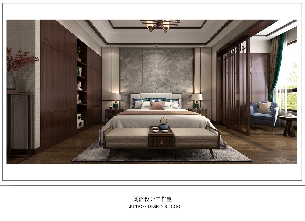 翡翠公園260㎡復合寫意別墅 裝修案例效果圖-7主臥