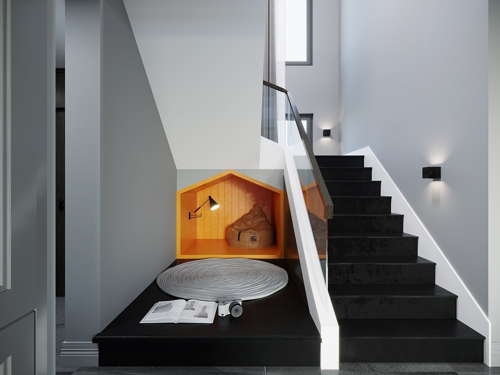 中建湖山240㎡雅致現代復式 裝修案例效果圖-一樓樓梯間