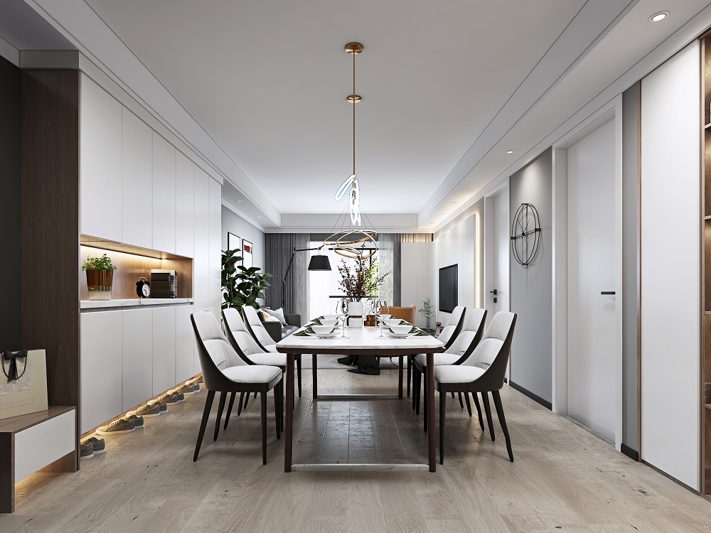 中建大公館130㎡雅致現代三居室 裝修案例效果圖-客餐廳2