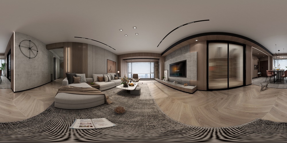 經(jīng)世龍城160㎡雅致現(xiàn)代四居室 裝修案例效果圖-客廳