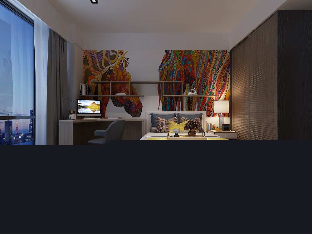 福捷·華中城130㎡雅致現(xiàn)代四居室 裝修案例效果圖-小孩房