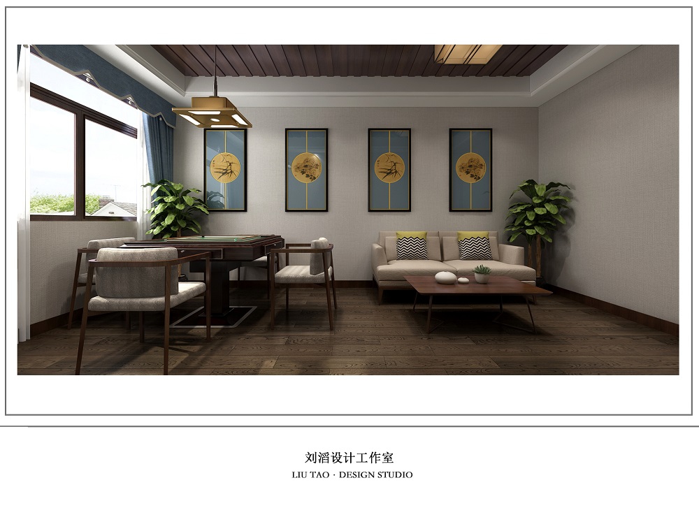 翡翠公園260㎡復合寫意別墅 裝修案例效果圖-14娛樂室