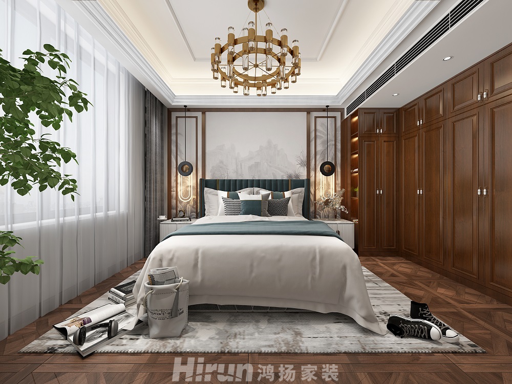 保利中央公園450㎡歐美香頌別墅 裝修案例效果圖-8-2F臥室1