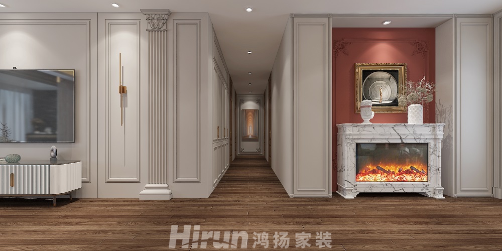 晉合湘水灣180㎡新裝飾主義大平層 裝修案例效果圖-過道